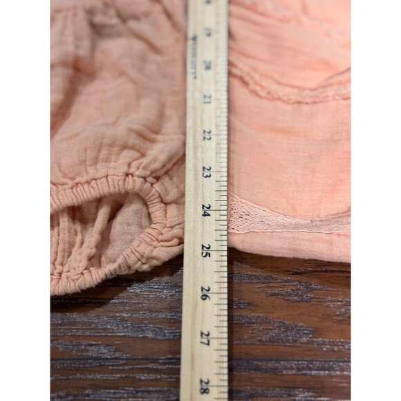 Free People Womens M Peach Angel Mini Dress Babydoll 100% Cotton Boho Chic Gauze - Picture 11 of 12